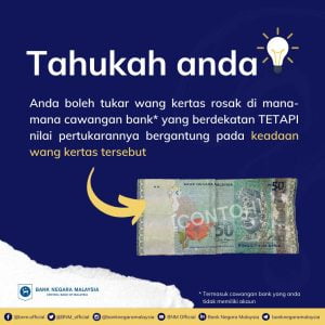 Cara Tukar Duit Kertas/Syiling Rosak Di Bank 2023 10 duit