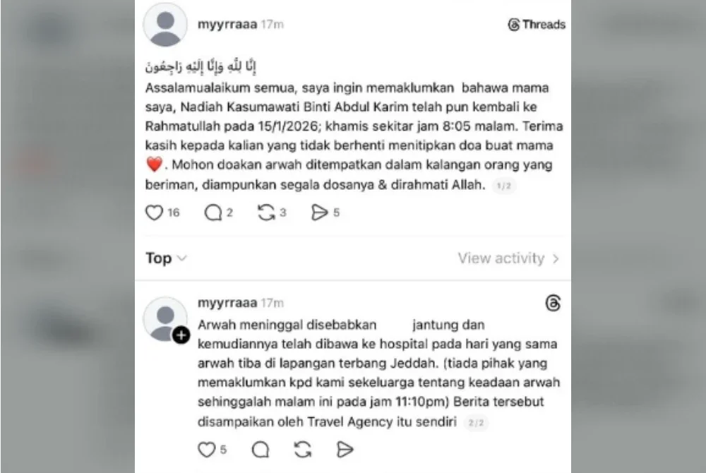 isteri Kehilangan Terjawab: Nadia Kesuma Disahkan Meninggal Dunia Di Jeddah, Anak Dedah Punca Sebenar 6 Nadia Kesuma Disahkan Meninggal Dunia